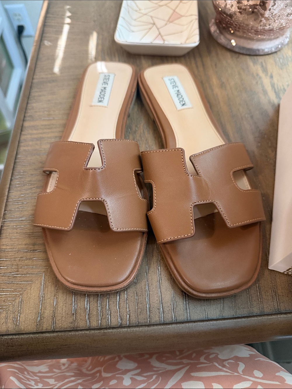 Steve Madden Brown Open-Toe Slide Sandals